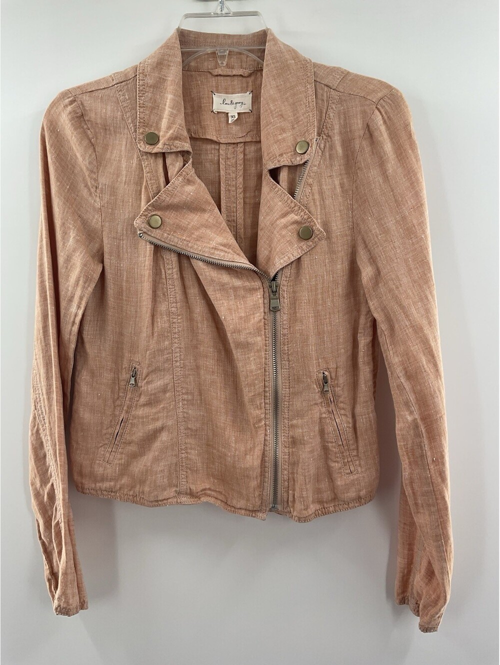Ian & Grey Women’s extra small overcoat hundred percent linen light brown 091